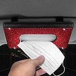 【2024 Upgraded】 Bling Car Sun Visor Tissue Box with Refills Paper Towels, PU Leather Backseat Mask Case,Crystal Sparkling Napkin Holder, Handmade Decoration Accessories for Women,Girls,Ladies as Gift