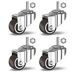 GBL Heavy Duty Castor Wheels + Screws - 25mm M8 x 20mm up to 40kg - 4pcs No Floor Marks Silent Caster for Furniture - Small Rubberized Trolley Wheels - Silver Casters