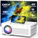 4K Projector with 5G WiFi and Bluetooth, 15000L Portable Outdoor Movie Projector with 100" Screen, Native 1080P Mini Projector Compatible with TV Stick, Video Games, HDMI, USB, Smartphone