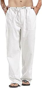 YAOHUOLE Pantalon Décontracté Homme Élastique Pantalon Yoga Ample Fin Homme Pantalon Large Homme Blanc XL