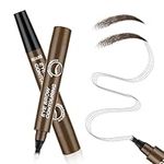 LOPHE 2 pcs Eyebrow Pen with 4 Fork Tip, Long-lasting Waterproof Eyebrow Pencil and 3D Microblading Eyebrow Pen Smudge Proof Brow Pen, Creates Natural Look, Liquid Eyebrow Fork Tip Pen (Dark Brown)