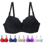 Deals of The Day Sale Prime Lace Bras for Women UK Plus Size,Women's Underwire Padded Sexy Floral Full Coverage Lingerie Bra, Ladies Yoga Comfort Push up Bra for Saggy Breasts (Black, 85E)