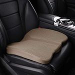 LARROUS Comfort Memory Foam Seat Cushion for Car Seat Driver, Tailbone (Coccyx) Pain Relief Pad for Driving, Office Chair (Beige)