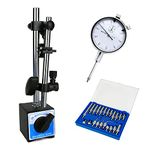 Dial Indicator with Magnetic Base Holder Differential Backlash Gauge 0-1", Fine Adjustable Long Arm Tester Gage Gauge 0.001" Precision