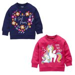 AmazBaby Girls Cotton Round Neck Sweatshirt (AB-826-GALS-SWEATSHIRT-PACK2-4XL-_NavyBlue-Pink_4 Years-5 Years)