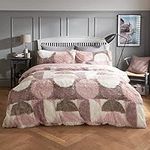 Sleepdown Curved Geo Shaggy Faux Fur Fleece Thermal Warm Cosy Super Soft Duvet Cover Quilt Bedding Set with Pillow Cases-King (220cm x 230cm) -Blush Pink, Polyester