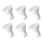 Lepro Dimmable GU10 Light Bulbs, 3000K Soft Warm Light GU10 LED Bulbs, 5.5W(50W Halogen Equivalent) PAR16 LED Spotlight Bulb, Track Lighting Bulb for Kitchen, Range Hood, Bedroom, 6 Packs