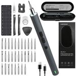 Homtronics Mini Electric Screwdriver Set, [39 in 1] Cordless Rechargeable Battery Power Precision Screwdriver Pen Set with 30 Precision S2 Bits and 3 LED Lights, Ideal for Laptop Phone PC Repair