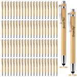 Jetec 100 Pcs Inspirational Bible Verse Bamboo Pen Wooden Retractable Ballpoint Pen with Stylus for Women Men Teacher Coworker Graduation School Office Supplies Journal Writing Gifts(Religious)