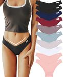 FINETOO 10 Pack Womens Cotton Underwear Sexy Stretch Bikini Panties Low Rise Hipster Ladies Soft V-Waist Cheeky S-XL, Multicolor a, X-Large