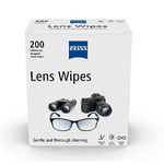 ZEISS Lens Wipes, Lens Cleaner for Glasses, Cameras & Binoculars,Individually Packed Single Use Disposable Cloths in Sachets, for Handy and Portable Spectacle Cleaning On The Go, 200 Count (Pack of 1)