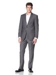 Kenneth Cole New York Men's Side-Vent Suit, Charcoal Stripe, 38