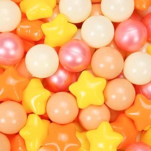 GUESVOT Ball Pit Balls Plastic Stars for Ball Pit BPA Free Plastic Balls Crush and Smash Proof Balls 100pcs 2.2" Set for Toddlers for Play Tent Tunnel (Orange+Yellow+Red)