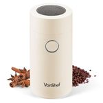 VonShef Electric Coffee & Spice Grinder, for Espresso Beans, Nuts & Grains - Bean & Spices Chopper with Powerful Motor and Tough Stainless Steel Blades, Grind up to 60g / 4 Cup Capacity - Cream 150W