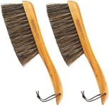 AMERWASH PLUS Counter Brush for Furniture, Drafting, Patio, Bed, Fireplace, Woodworking Cleaning, Horsehair Bristles Duster Wooden Handle Shop Brush, Hand Broom Brush - 2 Pack