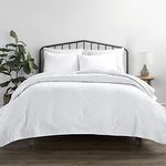 Linen Market 2 Piece White Quilt Twin Size Bed Set - A Lightweight Bedspread & Machine Washable Quilts - Includes Quilted Coverlet and One Pillow Sham - Perfect Bedding Quilts