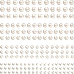 2800 Pcs Pearl Stickers 4 Size Self Adhesive Pearl Stickers White Flat Back Pearls Stickers Faux Pearl Embellishment Stickers Sheet for Face Beauty Makeup Nail Phone DIY Craft Home Decor (Beige)