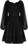 GRACE KARIN Girl Black Dress Long Sleeve Ruffle A Line Swing Flowy Solid Fall Dress Black 6Y