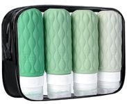 4 Pack Travel Bottles for Toiletries with Labels, 100 ml Silicone Travel Bottles Set with Clear Zipper Toiletry Bag, Leakproof Refillable Squeeze Travel Size Containers for Shampoo Conditioner