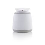 Minky Soap Dispenser, Refillable Liquid Hand Soap Dispenser With Large Pump, Non Slip Rubber Feet, Stylish & Practical Bathroom Accessory, White & Light Grey, Made in the UK (1)