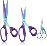 Dressmaking Scissor, 3 Pack Heavy Duty Titanium Fabric Scissor Tailor Scissor Embroidery Scissors Dressmakers Shear Multipurpose Scissors for Altering Sewing Cutting Fabric Clothes Embroidery Craft