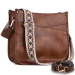 VX VONXURY Shoulder Bag for Women, Trendy Vegan Leather Crossbody Bag, Fashion Bucket Bag Lady Hobo Handbag with 2PCS Adjustable Straps,Brown