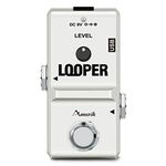 Amuzik Looper Electric Guitar Effect Loop Pedal 10 Minutes of Looping Unlimited Overdubs USB Port True Bypass, White Looper