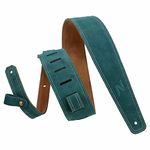 Nefelibata Guitar Strap, 2.5" Wide Bavarian Tumbled Leather Guitar Straps with Foam Padding and Cable Storage Loop, for Kids, Men and Women, for Acoustic, Bass and Electric Guitars（Vintage Green）