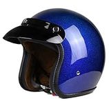 Woljay 3/4 Open Face Helmet, Unisex-Adult Motorcycle Helmet Flat Blue (XXL)