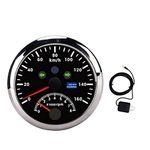 Aramox GPS Speedometer,0-160Km/h 0-8000rpm Odometer Tachometer Gauge LCD Red Backlight for 12V/24V Car Boat Yacht RV Truck(Black)