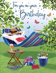 Piccadilly Greetings Regal Publishing Male Birthday Card - 8 x 6 inches - Man in Hammock (C80152),Green