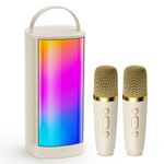 JYX Karaoke Machine with 2 Wireless Microphones for Adults and Kids, Stylish Karaoke Microphone Wireless System with DJ Lights, Portable Karaoke Speaker for Home Party, Outdoor Camping