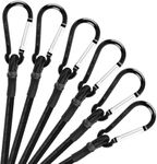 Kinzomor 12 Inch Bungee Cord with Carabiner Hook, 1/3 Inch Thick Black Bungee Cords Heavy Duty Outdoor Bungee Straps with Hooks for Camping, Tarps, Bike Rack, Tent,Luggage Rack,Cargo,RV, etc (6 Pack)