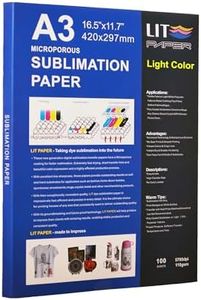 LIT Sublimation Paper A3 420x297 mm, 100 Sheets 110gsm Heat Press Transfer Paper - for Any Epson Sawgrass Ricoh HP Canon Inkjet Sublimation Printers with Sublimation Ink for Sub Blanks Shirts Mugs