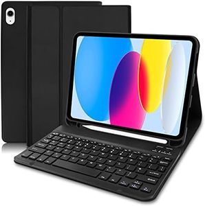 Lielax Keyboard Case for iPad 10th Generation 10.9" 2022(UK layout), Slim Smart Case with Detachable Bluetooth Keyboard and Pencil Holder, Case with Keyboard for iPad 10th Gen 10.9 inch 2022, Black