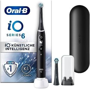Oral-B iO Series 6 Elektrische Zahnbürste/Electric Toothbrush, 2 Aufsteckbürsten, 5 Putzmodi für Zahnpflege, Display & Reiseetui, Valentinstagsgeschenk für Ihn/Sie, Designed by Braun, black lava