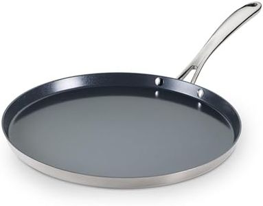 Tramontina Utsava 12-Inch Tri-Ply Clad Stainless Steel Ceramic-Coated Dosa Tawa, Non Stick Tava Pan for Roti, Crepe Pan, Comales para Tortillas, Pancake Griddle, Nonstick Flat Skillet