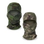 EUPSIIU 2 Pieces Mens Camouflage Balaclava Camouflage Balaclava Ski Face Mask Windproof Face Mask Full Face for Sports Hunting Cycling Motocycling Breathable Hood Ninja Headwear (2 Colors)