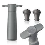 Vacu Vin Wine Saver Pump Grey with Vacuum Wine Stopper - Keep Your Wine Fresh for up to 10 Days - 1 Pump 2 Stoppers - Reusable - Made in The Netherlands