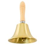 MrMrKura Super Loud Solid Brass Hand Call Bells with Wooden Handle for Church, Hotel, School, Service, Wedding (M)