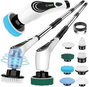 Lichffy Electric Spin Scrubber Cordless 8-in-1 Power Scrubber with LED Display & Dual Speed, IPX7 Waterproof Bathroom Scrubber, Lightweight Cleaning Brush for Tile Grout Tub Shower Glass, White-hx1...