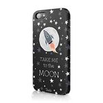 Tirita Compatible with iPhone 6 & 6s Hard Case Phone Cover Moon Stars Marble PRINTED GLITTER, NO REAL GLITTER Quotes Planets Space Universe Galaxy Trendy Fashion Gift Present Cute Design