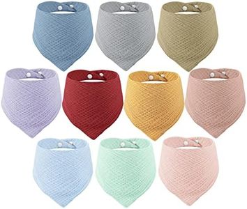 PandaEar 10 Pack Muslin Baby Bibs, 100% Cotton Baby Bandana Drool Bibs for Newborns Unisex Boys Girls, 10 Colors Set Absorbent Bandana Bibs for Teething & Drooling