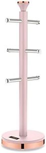 Tower T826132PNK Cavaletto Mug Tree with Stainless Steel Stoppers, Soft Underliner, Marshmallow Pink and Rose Gold