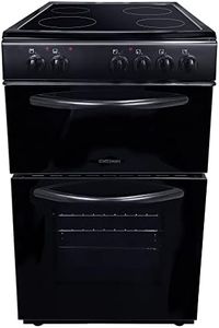 Statesman EDC50B Fan Assisted Double Oven Electric Cooker, 4 Zone Ceramic Hob, Integrated Grill, 50cm Wide, Double Glazed Door, 1 Deep Tray with Wired Chrome Grid, Black