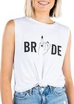 Funky Junque Womens Bride Tank Top Wifey Bridal Wedding Bachelorette Party Shirt, Ring Finger W/ Bride - White, Medium