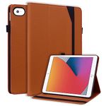 Longga Business Case for iPad Mini 5/ Mini 4/ Mini 3/ Mini 2/ Mini 1 (7.9 Inch), Premium PU Leather Folio Stand Cover with Pen Holder Elastic Strap Shockproof for iPad Mini 5/4/3/2/1 Case – Brown