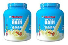 Nutrela Weight Gainer - 2KG | 20g Protein, 66.8 Carbs & 3834gm Calories | Ideal for Athlete (Pak of 2)