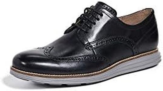 Cole Haan Men's Original Grand Shortwing Oxford Shoe, Black Leather/Ironstone, 9.5 Medium US