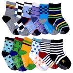 Baby Boys Toddler Non Skid Cotton Bright Colored Socks 12 pack (B, 12-36 Months)